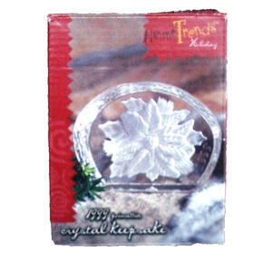 Home Trends Poinsettia Lead Crystal Glass Keepsake Holiday 1999 Christmas Decor